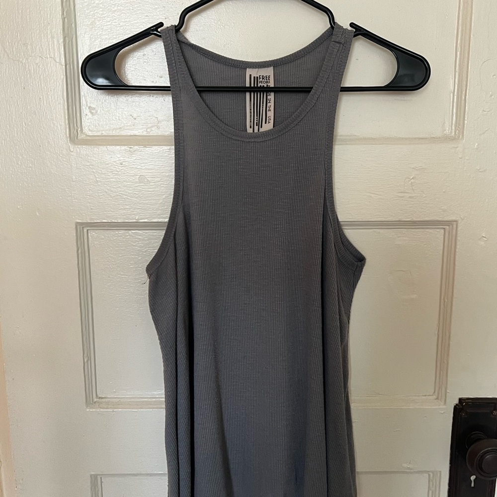 Free People Charcoal Ribbed Tank Top
